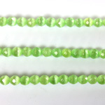 Fiber Optic Synthetic Cat's Eye Bead-  Round Faceted 04MM CAT'S EYE LT GREEN