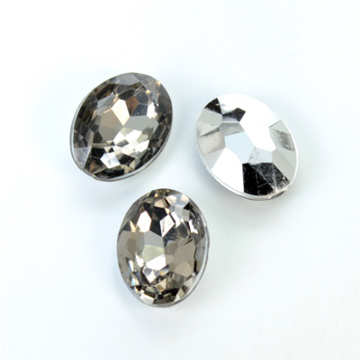 Plastic Point Back Foiled Stone - Oval 18x13MM BLACK DIAMOND