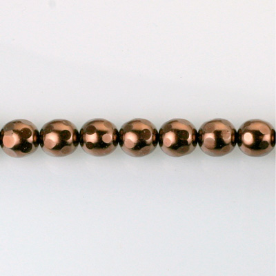 Czech Glass Pearl Bead - Round Faceted Golf 6MM DARK BROWN 70419