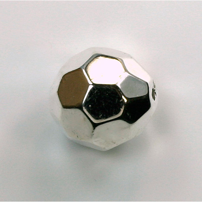 Metalized Plastic Faceted Bead - Round 18MM SILVER