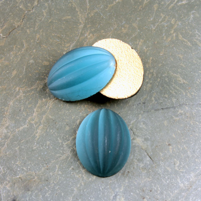 Glass Cabochon Ribbed Foiled - Oval 18x13MM MATTE MONTANA