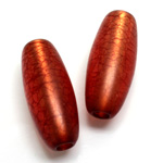 Plastic Bead - Bronze Lined Veggie Color Smooth Oval 34x15MM MATTE RED