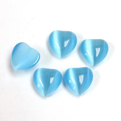 Fiber-Optic Flat Back Cabochon - Heart 10MM CAT'S EYE AQUA