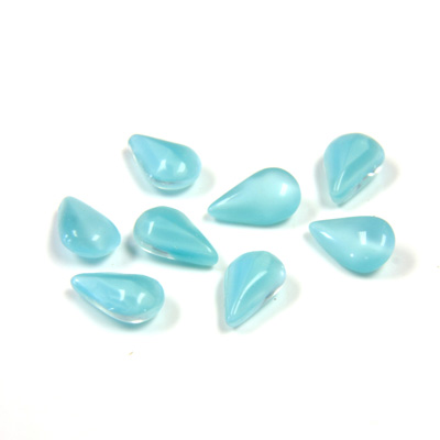 Glass Point Back Buff Top Stone Opaque Doublet - Pear 08x4MM.8 AQUA MOONSTONE