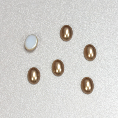 Glass Medium Dome Cabochon Pearl Spray Finish - Oval 08x6MM LT BROWN