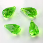 German Plastic Pendant - Transparent Faceted Drop 18x9MM PERIDOT