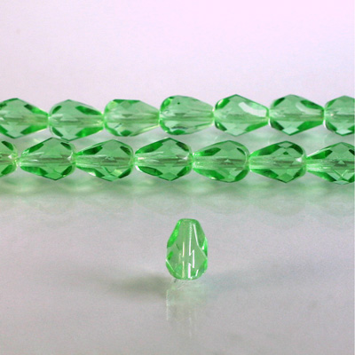 Czech Glass Fire Polish Bead - Pear 08x6MM PERIDOT