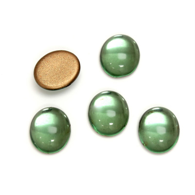 Glass Medium Dome Foiled Cabochon - Oval 12x10MM TURMALINE