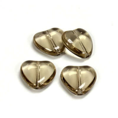 Czech Pressed Glass Bead - Smooth Heart 16x15MM BLACK DIAMOND