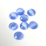 Fiber-Optic Flat Back Stone with Faceted Top and Table - Round 07MM CAT'S EYE LT BLUE