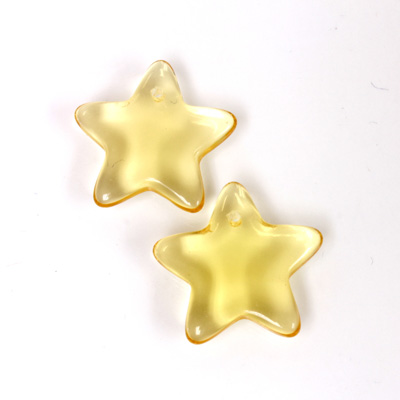 German Pressed Glass Pendant - Smooth Star 15MM TOPAZ