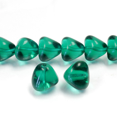 Czech Pressed Glass Bead - Baroque 12x11MM EMERALD