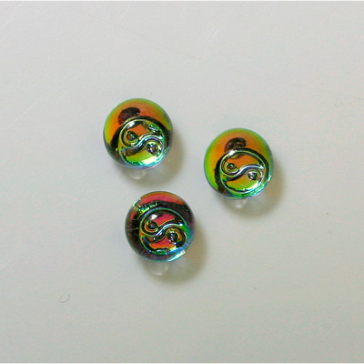 German Glass Flat Back 3/4 Ball - with Ying-Yang - 08MM IRIDIS