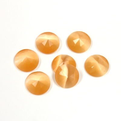 Fiber-Optic Flat Back Cabochon - Rauten Rose Round 09MM CAT'S EYE PEACH