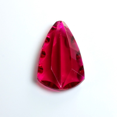 Plastic Pendant -Transparent Faceted Fancy Scalloped Edges 33x20MM ORIENTAL RUBY