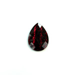 Plastic Flat Back Striped Rauten Rose - Pear 18x13MM DYED RED on BLACK