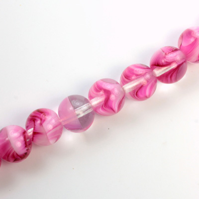 Czech Pressed Glass Bead - Smooth Round 10MM PORPHYR ROSE