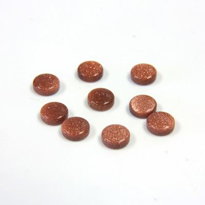 Man-made Gemstone Flat Back Single Bevel Buff Top -  Round 05MM BROWN GOLDSTONE