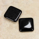 Glass Low Dome Cabochon Opaque Square Antique 18x18MM JET