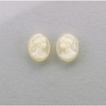 Plastic Cameo - Woman with Ponytail Oval 10x8MM IVORY ON MATTE Crystal