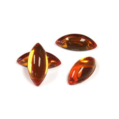 Plastic Flat Back Foiled Cabochon - Navette 18x8MM TOPAZ