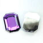 Plastic Flat Back Foiled Rose Cut Rhinestone - Cushion Octagon 25x18MM AMETHYST