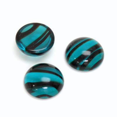 Glass Medium Dome Cabochon - Round 15MM BLUE TORTOISE