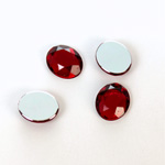 Plastic Flat Back Foiled Rose Cut Rhinestone - Oval 12x10MM RUBY