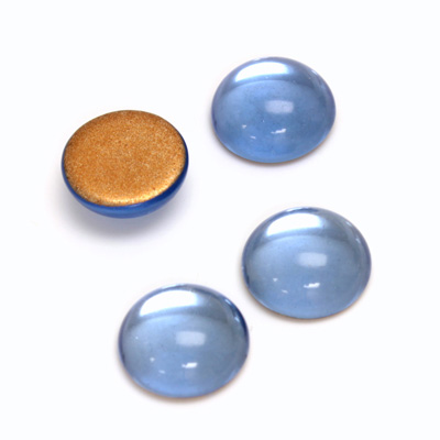 Glass Medium Dome Foiled Cabochon - Round 13MM LT SAPPHIRE