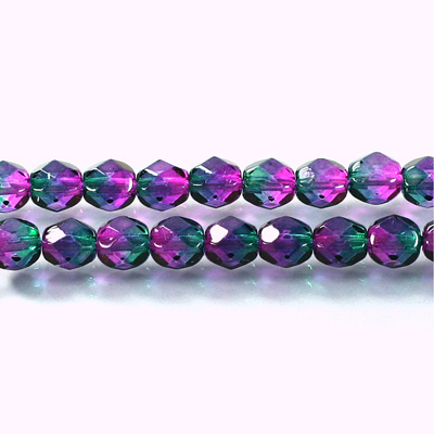 Czech Glass Fire Polish Bead - Round 07MM PURPLE-GREEN 69007