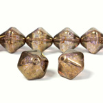 Czech Pressed Glass Bead - Smooth Bicone 15MM LUMI COAT TAUPE