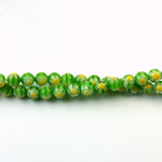 Glass Millefiori Bead - Round 04MM GREEN WHITE YELLOW (13)