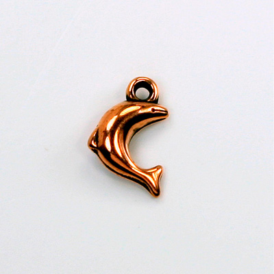 Metalized Plastic Pendant- Dolphin 17x13MM ANT COPPER