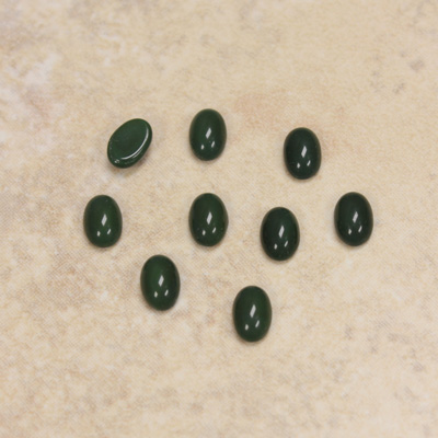 Glass Medium Dome Opaque Cabochon - Oval 06x4MM FOREST GREEN