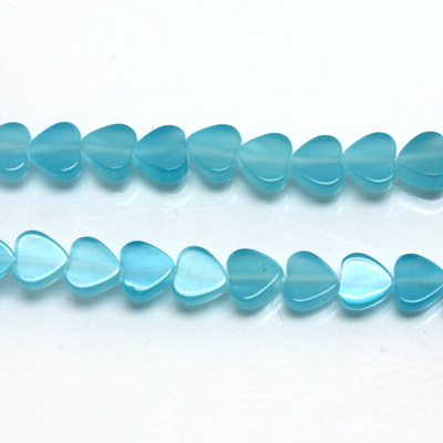 Fiber Optic Synthetic Cat's Eye Bead -  Flat Top Heart 06MM CAT'S EYE AQUA