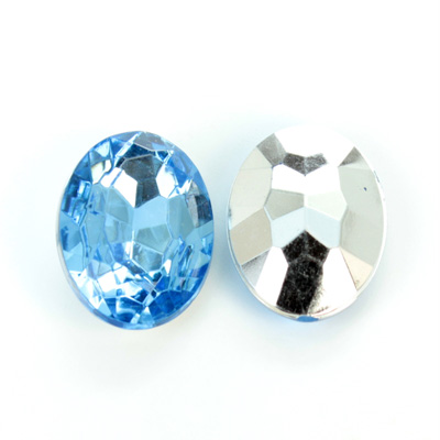 Plastic Point Back Foiled Stone - Oval 25x18MM LT SAPPHIRE