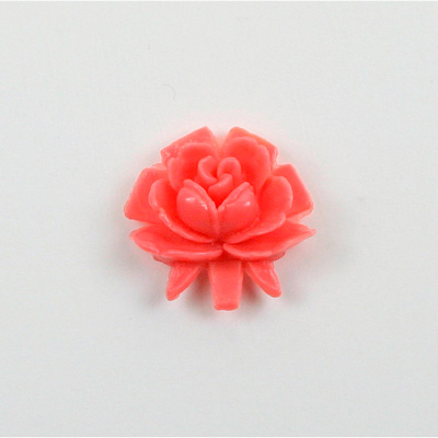 Plastic Carved No-Hole Flower - Rose 18MM CORAL