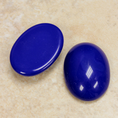 Glass Medium Dome Opaque Cabochon - Oval 25x18MM LAPIS BLUE