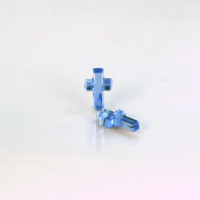 Glass Flat Back Foiled Mirror - Cross 10x6MM SAPPHIRE