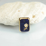 Glass Engraved Intaglio Flower Pendant with Chaton Insert - Cushion 12x9 LAPIS BLUE with GOLD