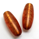 Plastic Bead - Bronze Lined Veggie Color Smooth Oval 34x15MM MATTE BROWN