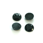 Plastic Flat Back Faceted 2-Hole Opaque Sew-On Stone - Round 12MM JET