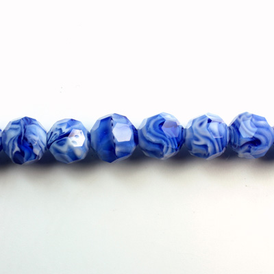 Chinese Cut Crystal Millefiori Bead - Round 10MM BLUE