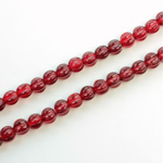 Czech Pressed Glass Bead - Melon Ribbed Round 5MM RUBY