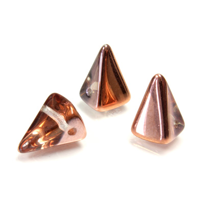 Preciosa Czech Pressed Glass Bead - Pyramid 07x11MM CRYSTAL COPPER