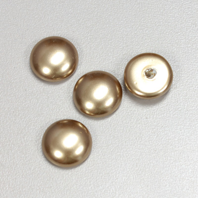 Glass Medium Dome Pearl Dipped Cabochon - Round 13MM LIGHT BROWN