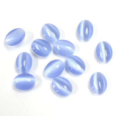 Fiber-Optic Cabochon - Oval 08x6MM CAT'S EYE LT BLUE