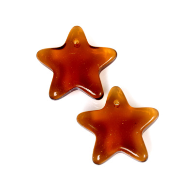 German Pressed Glass Pendant - Smooth Star 15MM SMOKE TOPAZ