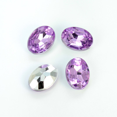 Plastic Point Back Foiled Stone - Oval 14x10MM LT AMETHYST