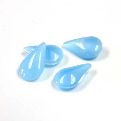 Glass Point Back Buff Top Stone Opaque Doublet - Pear 13x7.8MM AQUA MOONSTONE